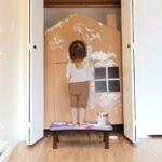 Kinder Tritthocker aus Holz mit Motiv Unicorn Lila