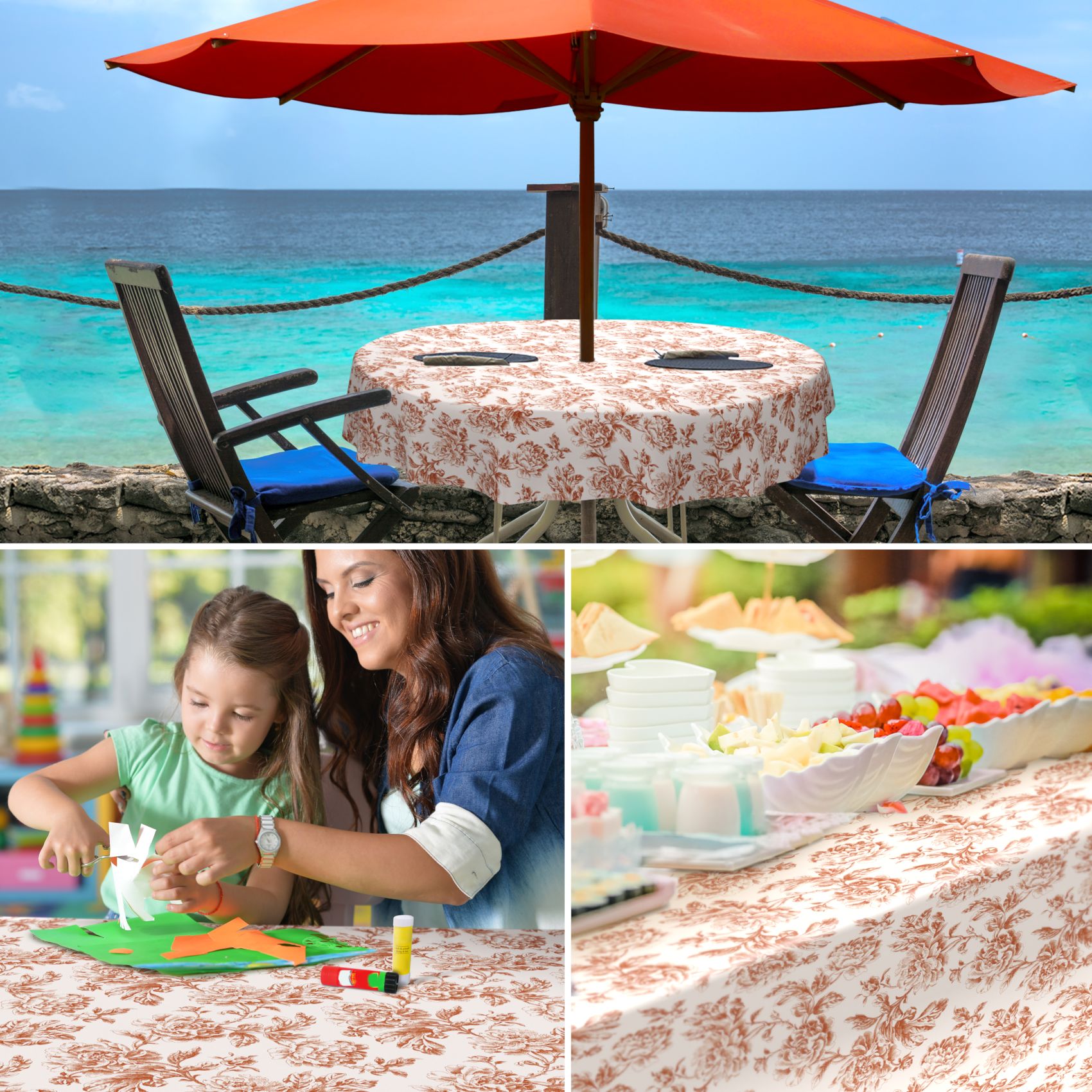 BW20092_30-1 Wachstuch Tischdecke abwaschbar Wachstuchtischdecke Mila Beige Gartentischdecke – 100x140cm, Schnittkante