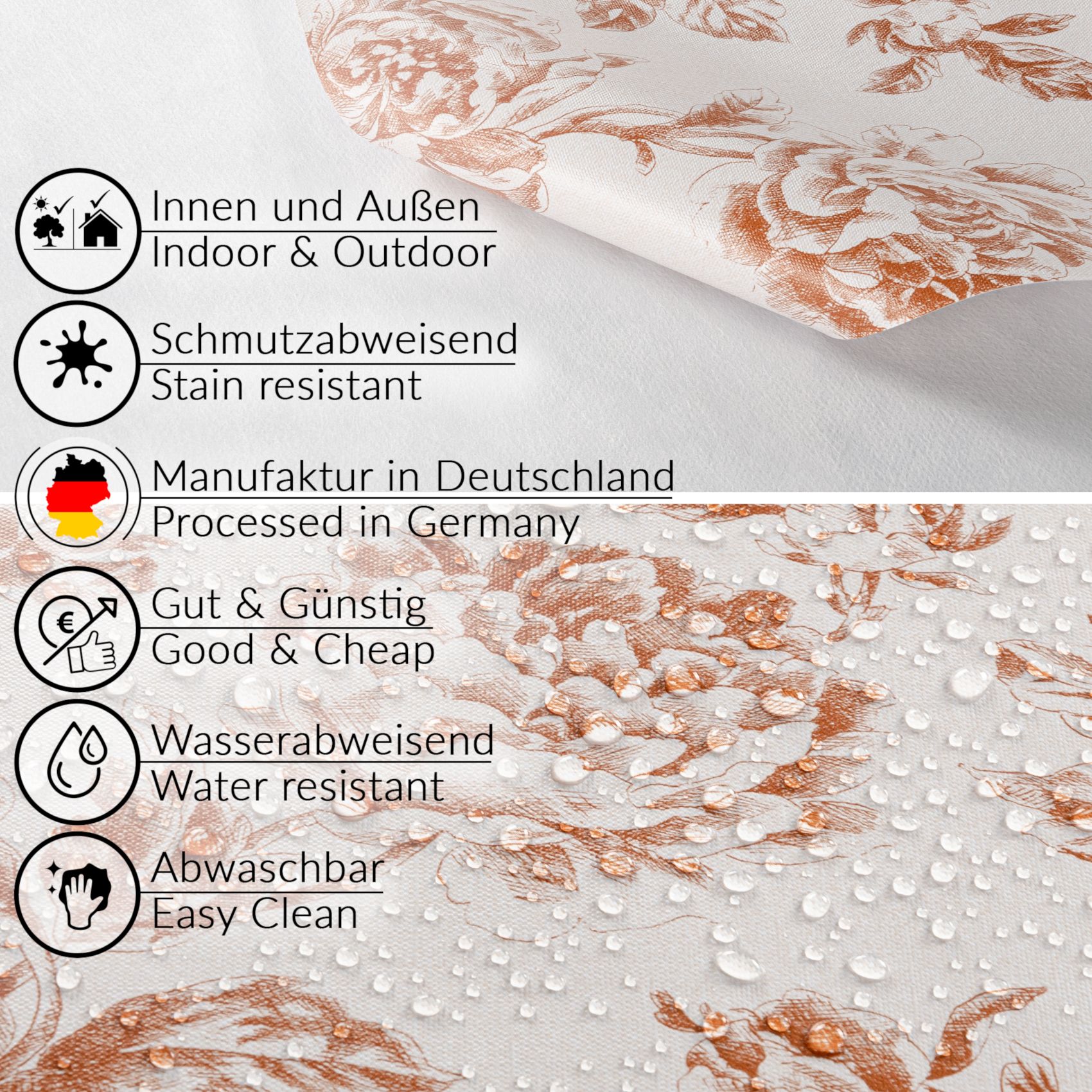 BW20092_40-1 Wachstuch Tischdecke abwaschbar Wachstuchtischdecke Mila Beige Gartentischdecke – 100x140cm, Schnittkante