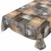WachstuchTischdecke abwaschbar Wachstischdecke Landhaus Holz Herz Rustikal Braun pflegeleicht – 120x160cm, Schnittkante