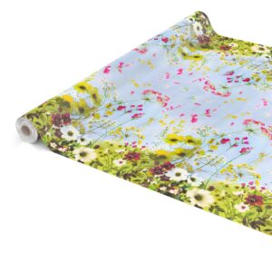 Abwaschbare Tischdecke Wachstuch Wildfeld Blumen Heide Mehrfarbig pflegeleicht  Wachstuchtischdecke Gartentischdecke
