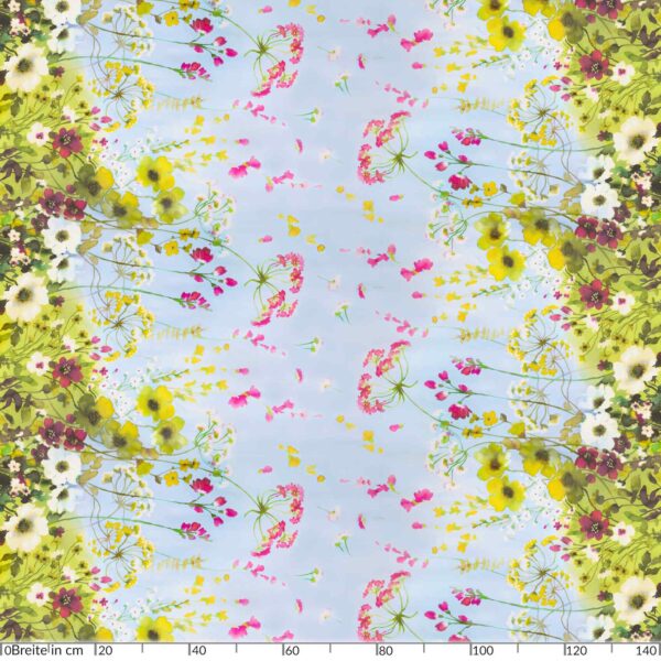Abwaschbare Tischdecke Wachstuch Wildfeld Blumen Heide Mehrfarbig pflegeleicht Wachstuchtischdecke Gartentischdecke – 120x140cm, Schnittkante