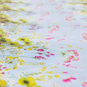 Abwaschbare Tischdecke Wachstuch Wildfeld Blumen Heide Mehrfarbig pflegeleicht  Wachstuchtischdecke Gartentischdecke