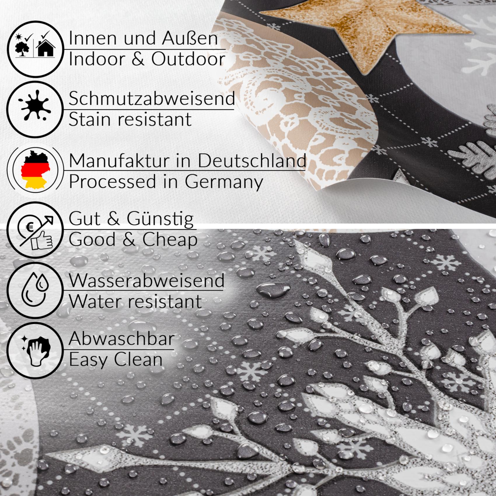 Tischdecke Wachstuch Haus- & Gartentischdecke Sterne Weihnachten Silber – Schnittkante, 120x140cm