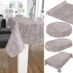 Wachstuch Tischdecke Outdoor Gartentischdecke Leinenoptik Beige Wachstischdecke