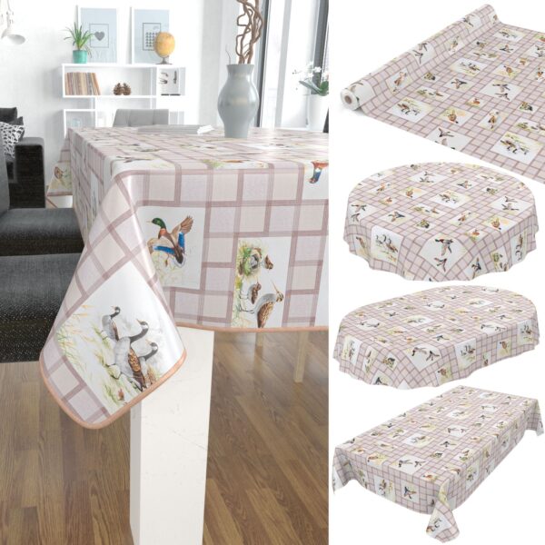 Tischdecke Wachstuch Haus- & Gartentischdecke Jagt Vögel Ente Braun – 100x140cm, Schnittkante
