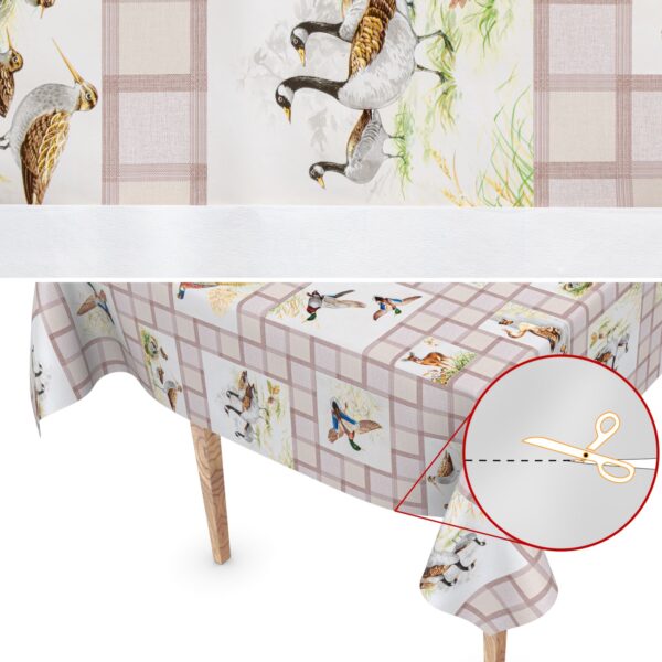 Tischdecke Wachstuch Haus- & Gartentischdecke Jagt Vögel Ente Braun – 100x140cm, Schnittkante