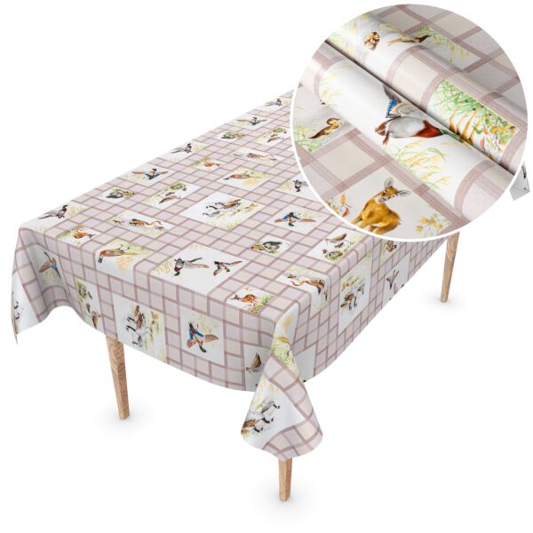 Tischdecke Wachstuch Haus- & Gartentischdecke Jagt Vögel Ente Braun – 100x140cm, Schnittkante