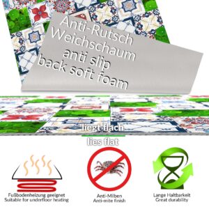 PVC Läufer für Flur Küche Bad – Isolierend Fliesengarten Mehrfarbig 80cm Breit