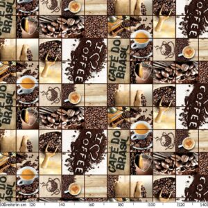 Tischdecke Wachstuch Coffee Barista Kaffeebohnen Braun pflegeleicht abwaschbar Wachstuchtischdecke