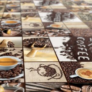 Tischdecke Wachstuch Coffee Barista Kaffeebohnen Braun pflegeleicht abwaschbar Wachstuchtischdecke