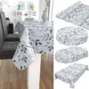 Tischdecke Wachstuch Blätter Silber pflegeleicht abwaschbar Wachstuchtischdecke