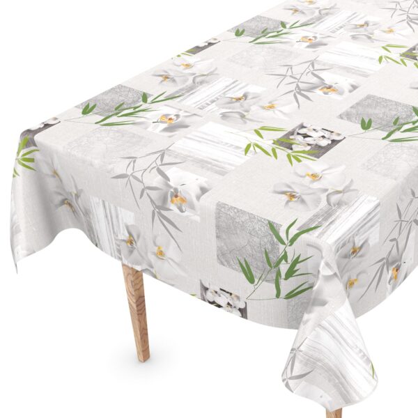Wachstuch Tischdecke Wachstischdecke Orchidee Spa abwaschbare Tischdecke Outdoor Gartentischdecke – 100x140cm, Schnittkante
