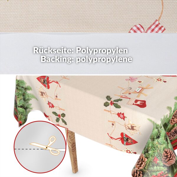 Weihnachtstischdecke Wachstuch Tischdecke abwaschbar Wachstischdecke Weihnachstskranz – 90x130cm, Schnittkante