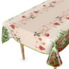 D0019A_52B-8 Weihnachtstischdecke Wachstuch Tischdecke abwaschbar Wachstischdecke Weihnachstskranz – 160x140cm, mit Saum (Eingefasst)