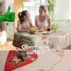 D0019A_90RU Weihnachtstischdecke Wachstuch Tischdecke abwaschbar Wachstischdecke Weihnachstskranz – Rund 100cm, Schnittkante