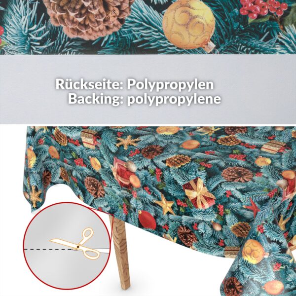 Weihnachtstischdecke Wachstuch Tischdecke abwaschbar Wachstischdecke Tannenbaum – 90x130cm, Schnittkante