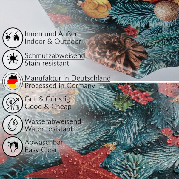 Weihnachtstischdecke Wachstuch Tischdecke abwaschbar Wachstischdecke Tannenbaum – 90x130cm, Schnittkante