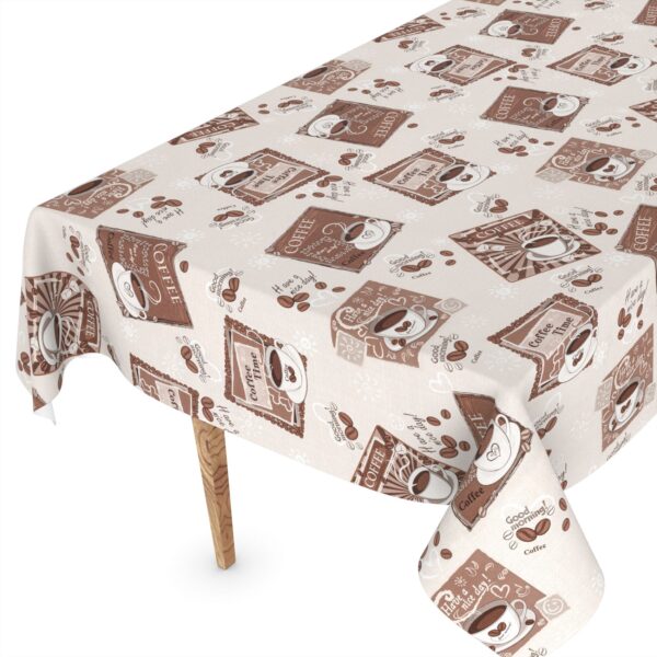 Wachstuch Tischdecke abwaschbar Wachstischdecke Meterware Coffee Time Outdoor Tischdecke Gartentischdecke – 90x130cm, Schnittkante
