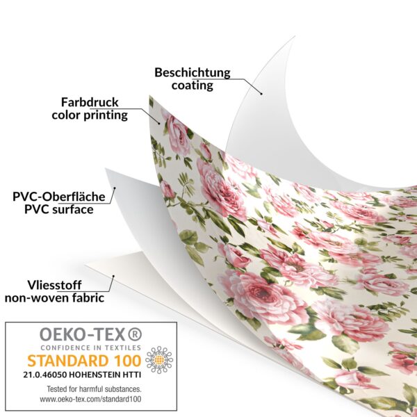 Wachstuchtischdecke abwaschbare Tischdecke Outdoor Natalie Blumen Gartentischdecke wetterfest – 100x140cm, Schnittkante
