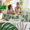 Wachstuch Tischdecke abwaschbar Wachstischdecke Meterware Palmenblätter Grün Outdoor Tischdecke Gartischdecke