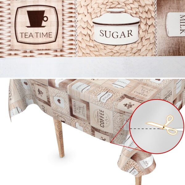 Wachstuch Wachstuchtischdecke Kaffee Coffee abwaschbare Tischdecke Outdoor Gartentischdecke – 100x140cm, Schnittkante