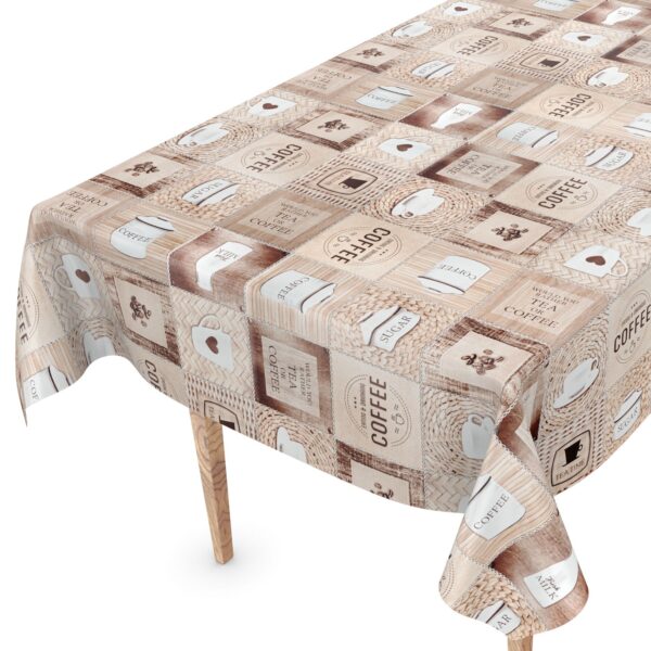 Wachstuch Wachstuchtischdecke Kaffee Coffee abwaschbare Tischdecke Outdoor Gartentischdecke – 100x140cm, Schnittkante