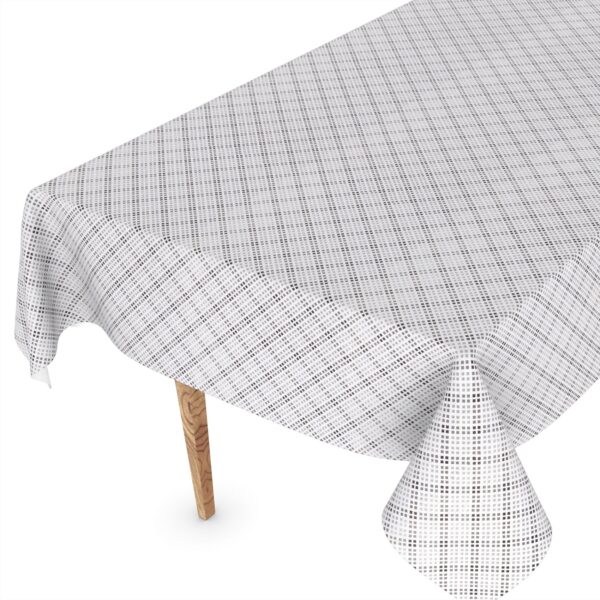 Wachstuch Tischdecke abwaschbar Wachstischdecke Meterware Pixel Karo Grau Outdoor Tischdecke Gartentischdecke – 90x130cm, Schnittkante
