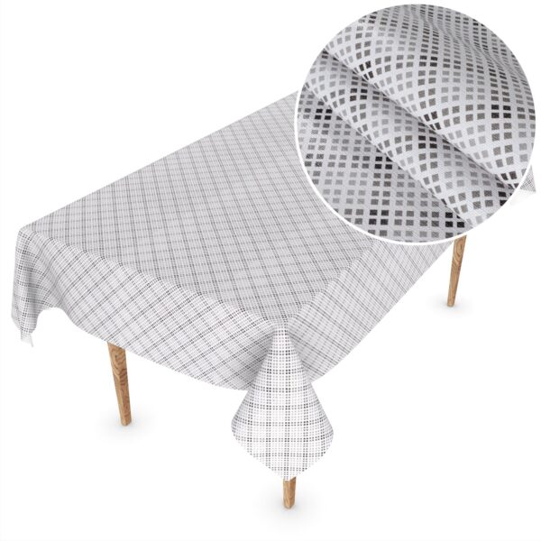 Wachstuch Tischdecke abwaschbar Wachstischdecke Meterware Pixel Karo Grau Outdoor Tischdecke Gartentischdecke – 90x130cm, Schnittkante