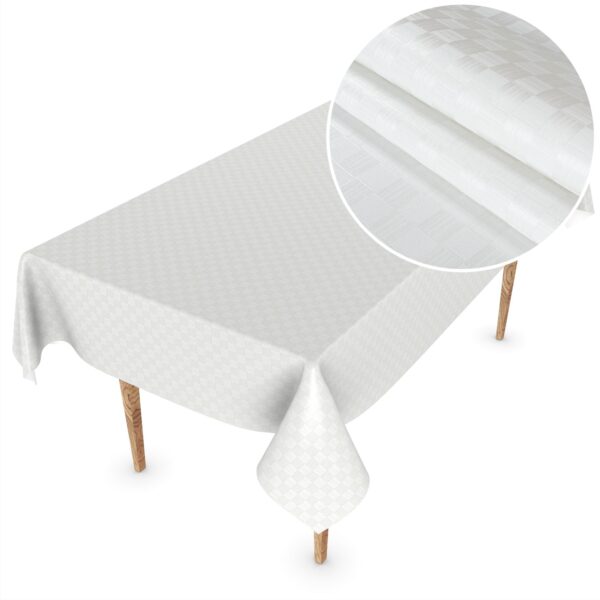 Wachstuch Tischdecke abwaschbar Wachstischdecke Meterware Karo Quadrat Weiß Outdoor Tischdecke Gartentischdecke – 90x130cm, Schnittkante