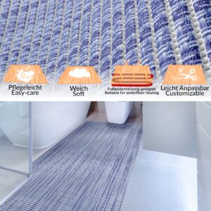 Badematte Weichschaummatte Leinenoptik Blau Breite 65cm Badvorleger Meterware