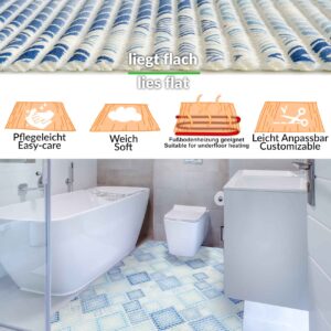 Weichschaummatte Badvorleger Badematte Meterware Karo Blau Breite 80cm