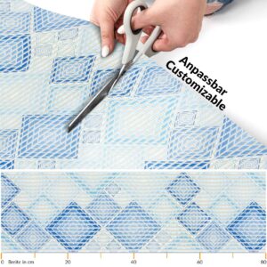 Weichschaummatte Badvorleger Badematte Meterware Karo Blau Breite 80cm