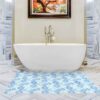 Weichschaummatte Bad Badematte Karo Blau Breite 130cm Badvorleger Meterware