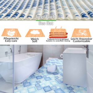 Weichschaummatte Bad Badematte Karo Blau Breite 130cm Badvorleger Meterware