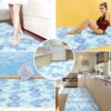 Weichschaummatte Bad Badematte Karo Blau Breite 130cm Badvorleger Meterware