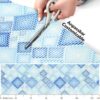 Weichschaummatte Bad Badematte Karo Blau Breite 130cm Badvorleger Meterware