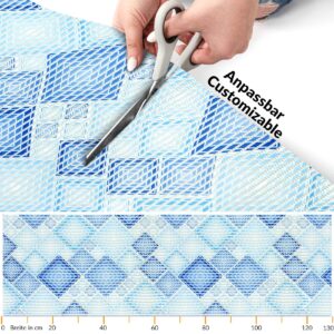 Weichschaummatte Bad Badematte Karo Blau Breite 130cm Badvorleger Meterware