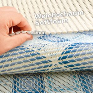Weichschaummatte Bad Badematte Karo Blau Breite 130cm Badvorleger Meterware
