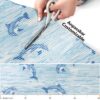 Badematte aus Meterware Delfine Maritim Blau Breite 80cm Weichschaummatte Badvorleger