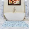 Badematte Weichschaummatte Delfine Maritim Blau Breite 130cm Badvorleger Meterware