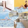 Badematte Weichschaummatte Delfine Maritim Blau Breite 130cm Badvorleger Meterware