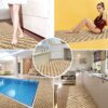 Badematte Weichschaummatte Badeteppich Geflecht Optik Beige 65cm Breite Badläufer
