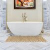 Badematte Weichschaummatte Badeteppich Geflecht Optik Beige 65cm Breite Badläufer