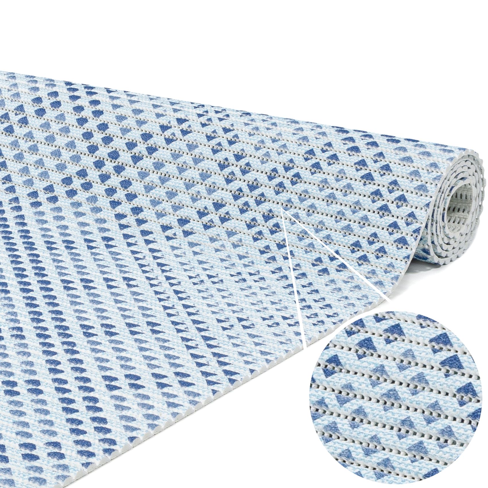Weichschaummatte Badematte rutschfest Badvorleger Meterware Antirutschmatte Falschuni Blau/Braun/Grün/Grau 65cm Breite – Falschuni Blau, 100x65cm