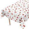 Weihnachtstischdecke Wachstuch abwaschbar Weihnachten Lebkuchen Schneeflocken Rot Weiß – 100x140cm, Schnittkante