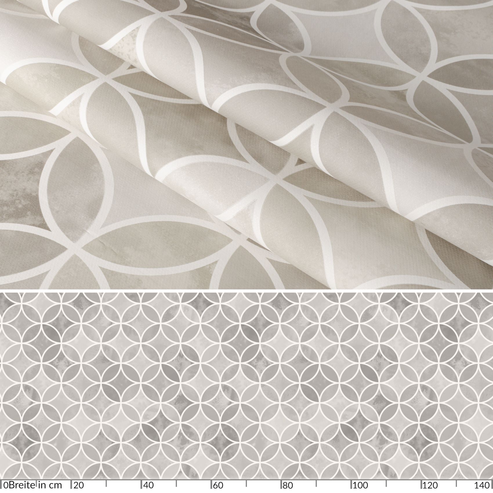 E43420B_20-1 Wachstuch Tischdecke abwaschbar Wachstuchtischdecke Kaleidoskop Grau abwaschbar – 100x140cm, Schnittkante