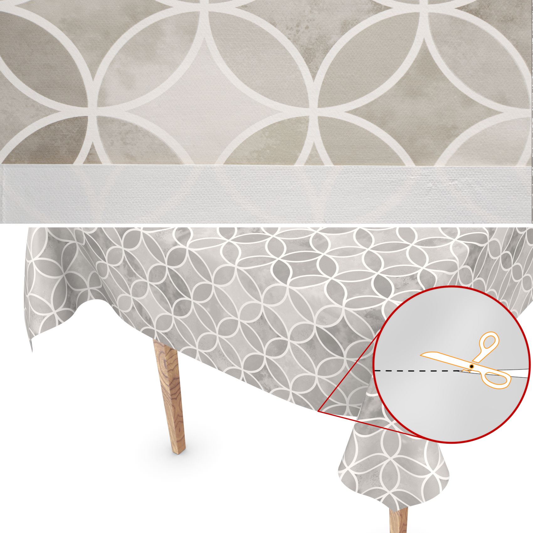 E43420B_34-1 Wachstuch Tischdecke abwaschbar Wachstuchtischdecke Kaleidoskop Grau abwaschbar – 100x140cm, Schnittkante
