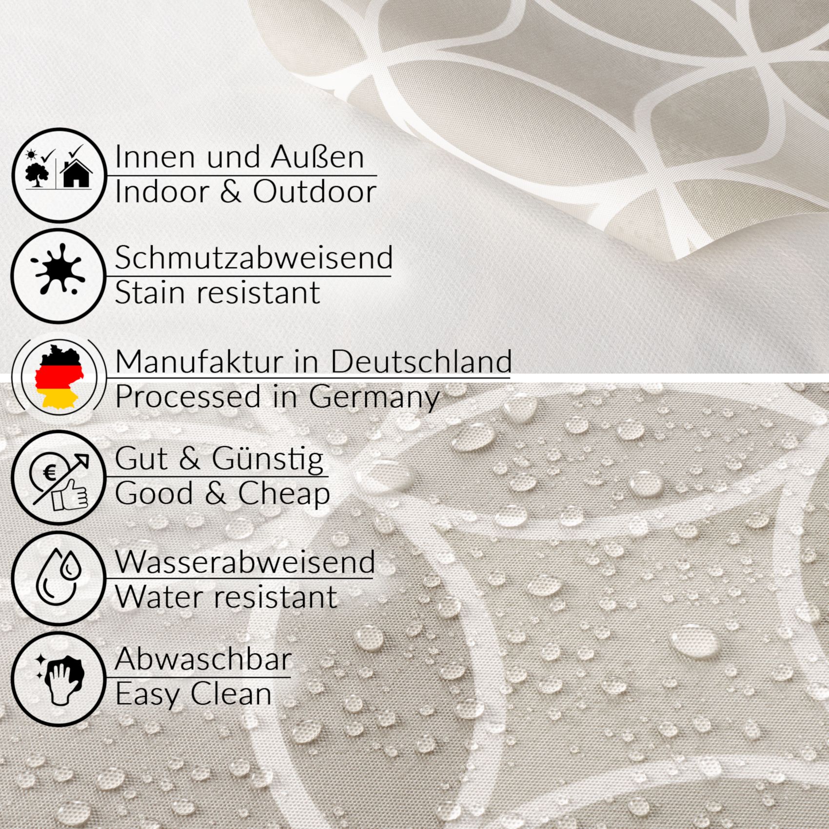 E43420B_40-1 Wachstuch Tischdecke abwaschbar Wachstuchtischdecke Kaleidoskop Grau abwaschbar – 100x140cm, Schnittkante