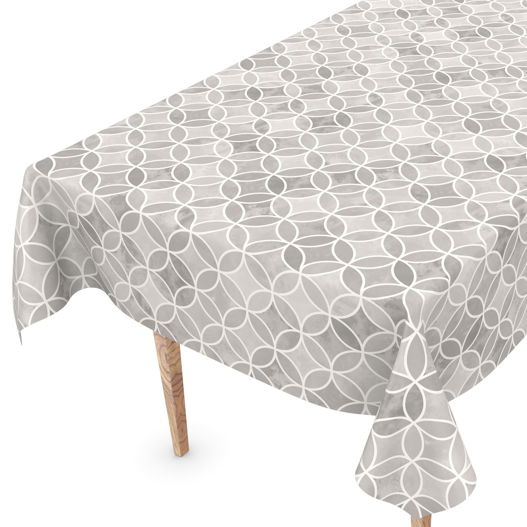 E43420B_52-1 Wachstuch Tischdecke abwaschbar Wachstuchtischdecke Kaleidoskop Grau abwaschbar – 100x140cm, Schnittkante
